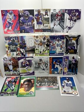 Adrian Petersonw/ Bridgewater rookie jersey relic & Vikings stars lot of 19